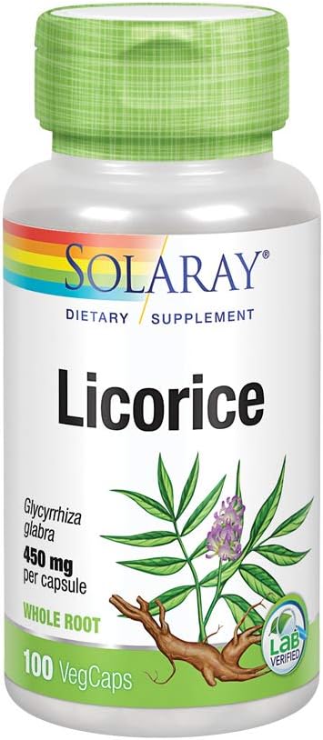 Solaray Licorice Root 450mg | Healthy Digestive System, Liver & Menopausal Support Formula | Non-GMO | Vegan | 100 VegCaps: Health & Personal Care