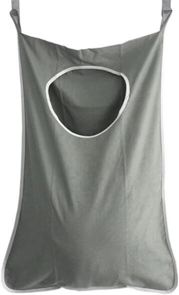 Hanging Laundry Hamper Wall Mounted Laundry Organizer Bag with Free Door Hooks Grey