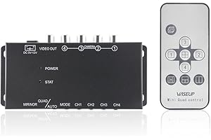 WISEUP 4Ch Mini Mobile Video Quad Car Video Processor for Vehicle Cameras with Image Mirror Function