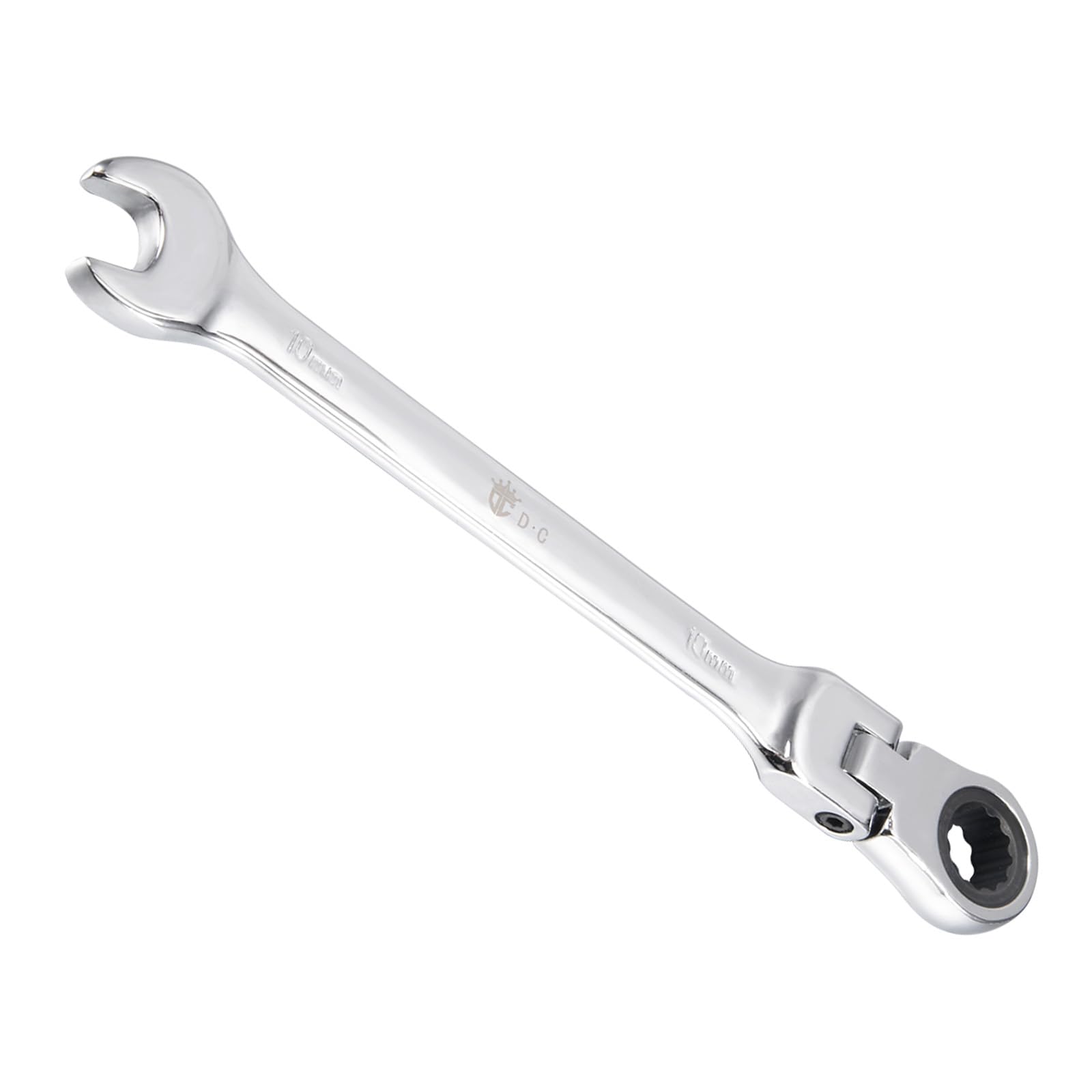 CoCud Flex-Head Ratcheting Wrench, 10mm Head Metric 72-Teeth, Cr-V Gear Combination Wrench Spanner - (Applications: for Repairing Home Tasks)