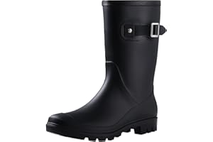 Evshine Women's Mid Calf Rain Boots Waterproof Garden Shoes