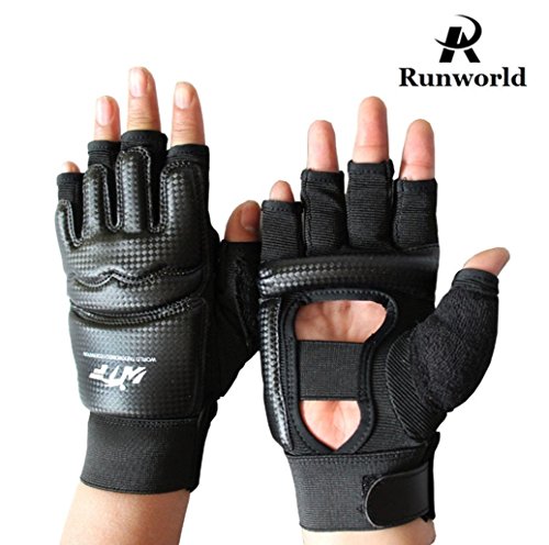 Runworld Men Kids Taekwondo Gloves Punch Bag Boxing Martial Arts MMA Sparring Grappling Muay Thai Training PU Leather Wrist Wraps Gloves