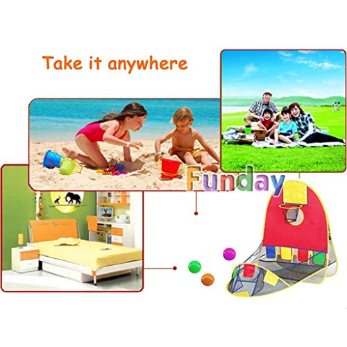 Kasien Kids Portable Ball Shooting Tent, Outdoor Indoor Shooting Tent Folding Play House Basketball Hoop Shooting Tent with 4 Balls Best Gifts