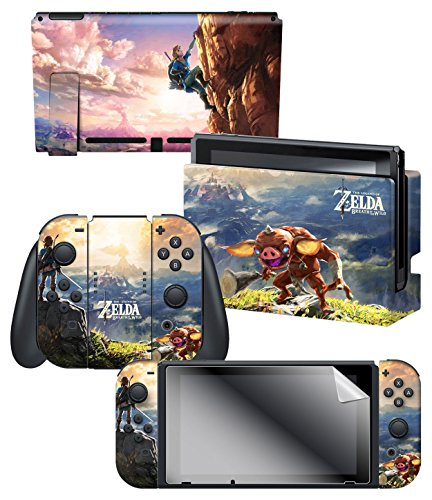 Controller Gear Nintendo Switch Skin & Screen Protector Set, Officially Licensed By Nintendo - The Legend of Zelda Breath of the Wild Link Hilltop View - Nintendo Switch