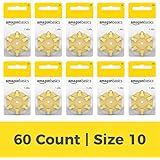 AmazonBasics 1.45 Volt Hearing Aid Batteries - Pack of 60, Size 10