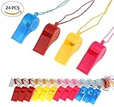 BeautyMood 24Pcs Neon Plastic Whistle Necklaces on Nylon Braided Cord by BeautyMoodTako