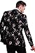 MOGU Mens 1 Button Floral Cotton Blazer Sport Coat Jacket US Size 38 Black