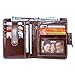 AINIMOER Women's Small Genuine Leather Bi-Fold Wallet Card Holder Coin Pocket with Zipper(Coffee)