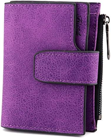 Kinsoland Faux Leather Trifold Small Wallets for Women 16 Card Holder with Zipper Pocket