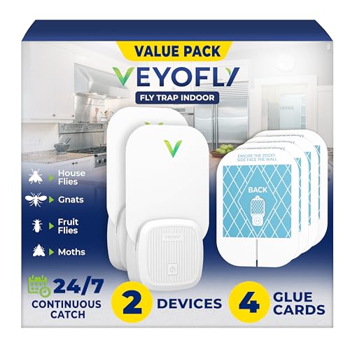VEYOFLY Fruit Fly Traps Indoor Plug-in UV, Gnat Trap, 2 Device +