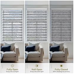 Moonice No Drill No Tools Cordless Zebra Blinds for