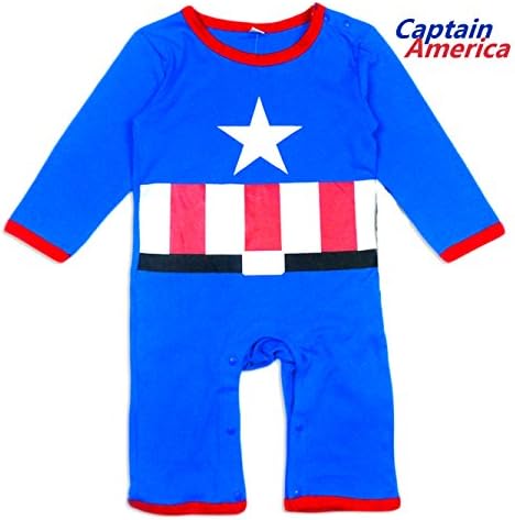 BABY SUPERHERO Long Sleeves Pajama/ Romper (12-18 Months, Captain America)