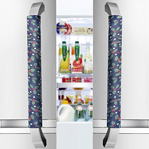 Vezfinel Refrigerator Door Handle Covers,Fridge Oven Dishwasher Protector,Catch Fingerprints&amp;Smudges Home Kitchen Appliances Handmade Decoration(Black Cherry)