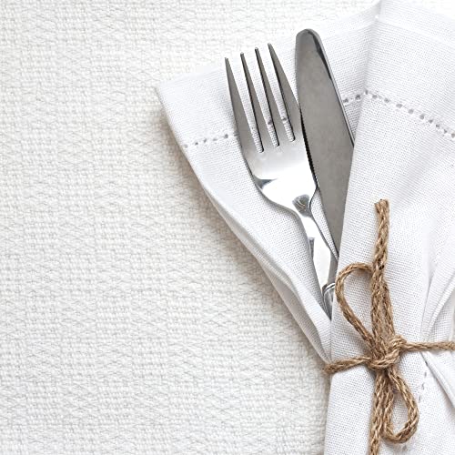 Sweet Needle - Pack of 12 Napkins 50 x 50 cm White – Linen Look High Quality Cotton Linen Blend – 100% Natural Cellulose Fibre – White