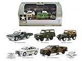 US Army Base 5 Cars Motor World Diorama Set 1/64 by Greenlight 58028
