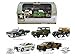 US Army Base 5 Cars Motor World Diorama Set 1/64 by Greenlight 58028