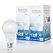 Bomcosy PIR Motion Sensor LED Bulb E26 12W Cool White 6000K Equivalent to 100W Auto on/off for Stairs Garage Corridor Basement Walkway 2 Pack