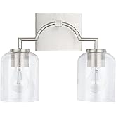 HomePlace by Capital Lighting 139321BN-500 Carter Modern Clear Seeded Glass Bathroom Vanity Wall Light, 2-Light 200 Total Wat