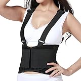 Lumbar Support Belt with Suspenders for Women - Adjustable & Light - Back Brace Shoulder Holsters - Lower Back Pain, Work, Lifting, Exercise, Gym - Neotech Care Brand - Black - Size XXL