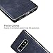 Samsung Galaxy S10 Plus Case, Salawat Slim PU Leather Vintage Shockproof Phone Case Cover Lightweight Premium Soft TPU Bumper Hard PC Hybrid Protective Case for Samsung Galaxy S10 Plus (Blue)