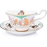 The English Ladies Co Disney Alice in Wonderland Mad Hatter Cup and Saucer, Fine Bone China, 7.5 × 15 × 15 cm, Multicolor