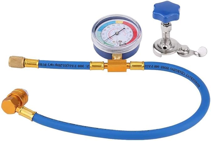 Amazon R134a 車のエアコン ガス チャージ ホース メーター付 冷媒計量ホースゲージ R134a日本車やr12 R22ネジスレッド家庭用 エアコン専用 オープナー付け エアコンガス 車 バイク