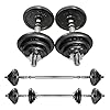 Proiron Halterset met 2 korte halterstangen en gietijzeren gewichtsschijven, 20 kg, met gekartelde greep, stersluitingen…