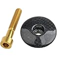 Wanyifa 1 1/8" 3K Carbon Fiber Cycling Headset Stem Top Cap with M6x35mm Titanium Bolt