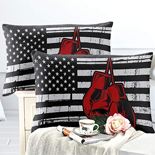 American Flag Duvet Cover Full Size,Independence Day Home Decor,Quilt Cover Full Red Boxing Gloves Bedding Set 3 Pcs - Thumbnail 4