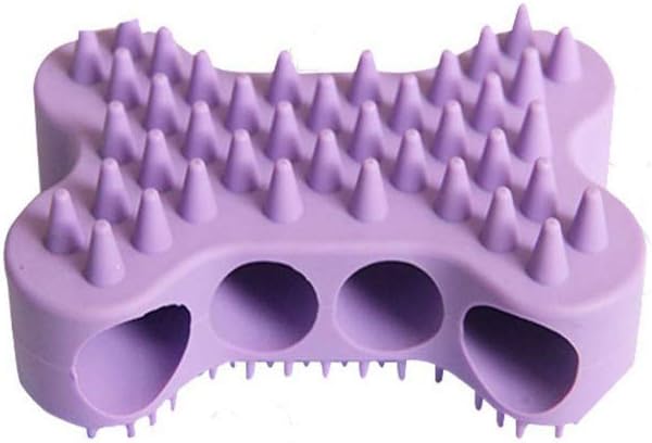 KKGOPET Pet Brush ECO-friendly Shedding and Grooming Bone Shaped Silicone Massage Brushes for Puppy Dog Shower Sprayer Fur Hair Brush (Purple)