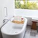 Clean Healthy Living Bamboo Bathtub Caddy Tray, with Reading Tray & Wine Glass Holder
