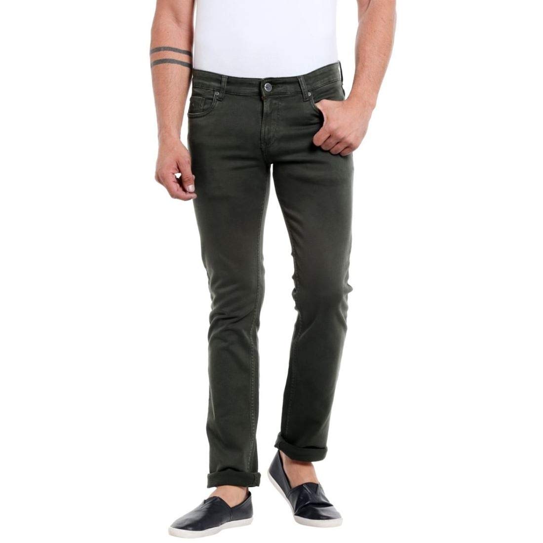 dark green colour jeans
