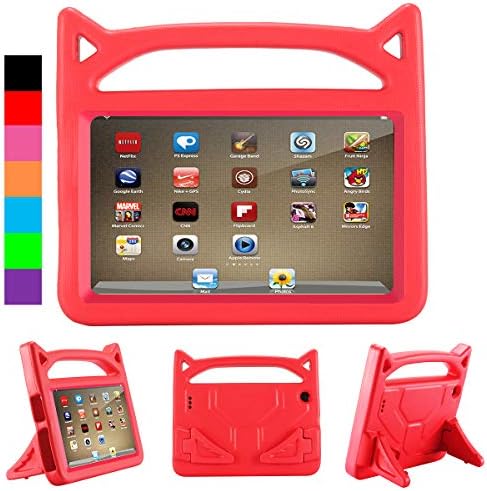 All-New Fire HD 8 case,Fire HD 8 Tablet Case,Jottier-(Compatible with 6th/7th /8th Generation,2016/2017/2018 Releases) Kids Shock Proof Light Weight Protective Stand Case(New Red)