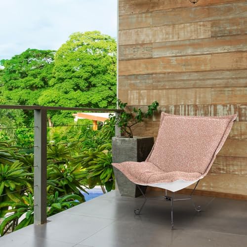 Howard Elliott Collection Patio Scroll Puff Chair Titanium- Alicante Blush