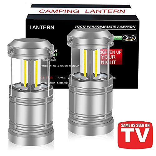 2 Pack LED Camping Lantern with Magnetic Base,Super Bright Portable COB Collapsible Lanterns - Survival Kit for Hurricane, Emergency, Storm, Power Outage