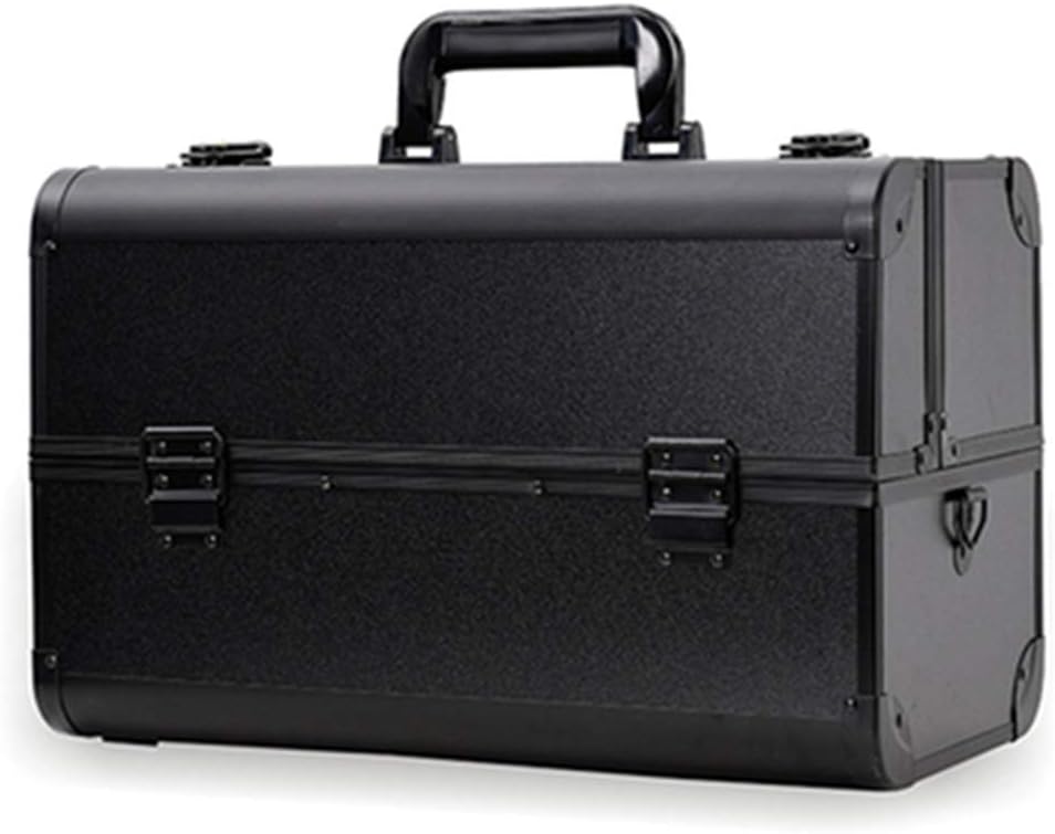 Makeup Train Case Professional - Cosmetic Cases Makeup Storage Organizer Box 16 Inch Large space Large capacity (black)