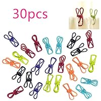 Dealzip Inc Cute 30 pcs PVC-Coated Steel Wire Clips Memo Photo Clips Peg Decoration Metal Clothes Drying Racks Mini Craft Paper Clips