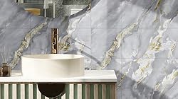 20-Pack Peel and Stick Bleu Or Marble Tiles