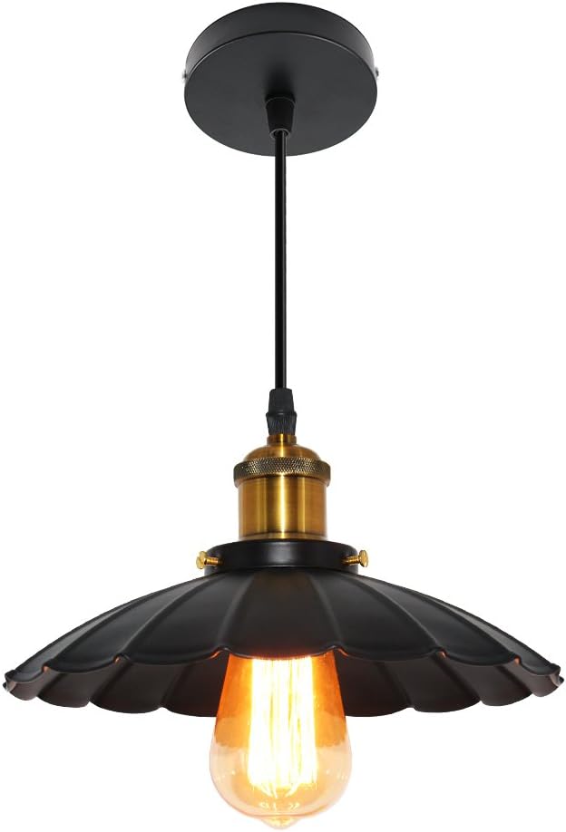 Ledhopp Ceiling Lamp Ceiling Light Semi Flush Mount Ceiling Lamp Ceiling Light Metal Pendant Light for Dining Room Bedroom Livingroom (Black, Dia-9.8inch)