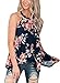 Sidefeel Women High Neck Floral Print Sleeveless Tank Top Large Navy