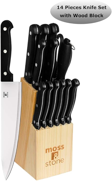 Amazon Com 14 Piece Stainless Steel Serrated Knife Set Kitchen
