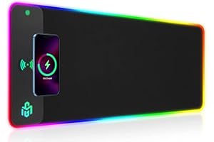 GIM Wireless Charging RGB Gaming Mouse Pad 15W, LED Mouse Mat 800x300x4MM, 10 Light Modes Extra Large Mousepad Non-Slip Rubber Base Computer Keyboard Mat for Gaming, MacBook, PC, Laptop, Desk