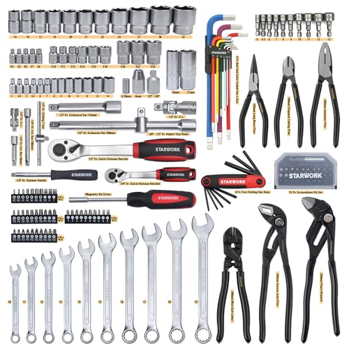 STARWORK ARWORK TRUE MECHANIC™ 169-Piece Mechanics Tool Set and Socket Set, Gift Series, Professional Metric Set