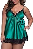 BeautyIn Women's Enchanting Satin Chemise Sexy Lingerie Babydoll with G String