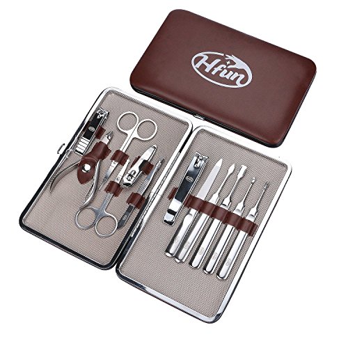 Tirain-All-in-1-Stainless-Steel-Personal-Manicure-Pedicure-Ear-Pick-Nail-clippers-Set-Travel-Grooming-Kit-Coffee-Wrap