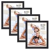 Langdon House 8x10 Picture Frame Set (4 Pack, Black), Fabulous Black 8x10 Frames, Swivel Tabs, Tabletop Easel and Wall Hang Hardware Included, Tranquility Collection