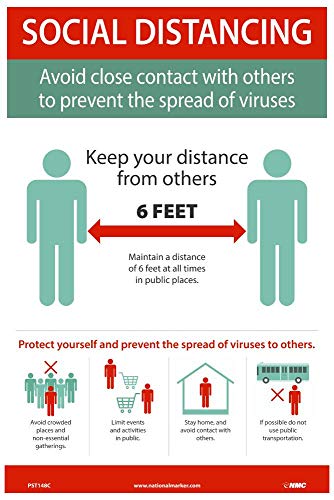 NMC PST148C Social Distancing Poster, 18 X