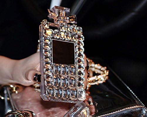 Sasa(TM) iPhone 7 Case ,3D Luxury Elegant Bling Shining Crystal Perfume Bottle Shaped Chain Handbag Case Cover for iPhone 7 (4.7inch) (White)