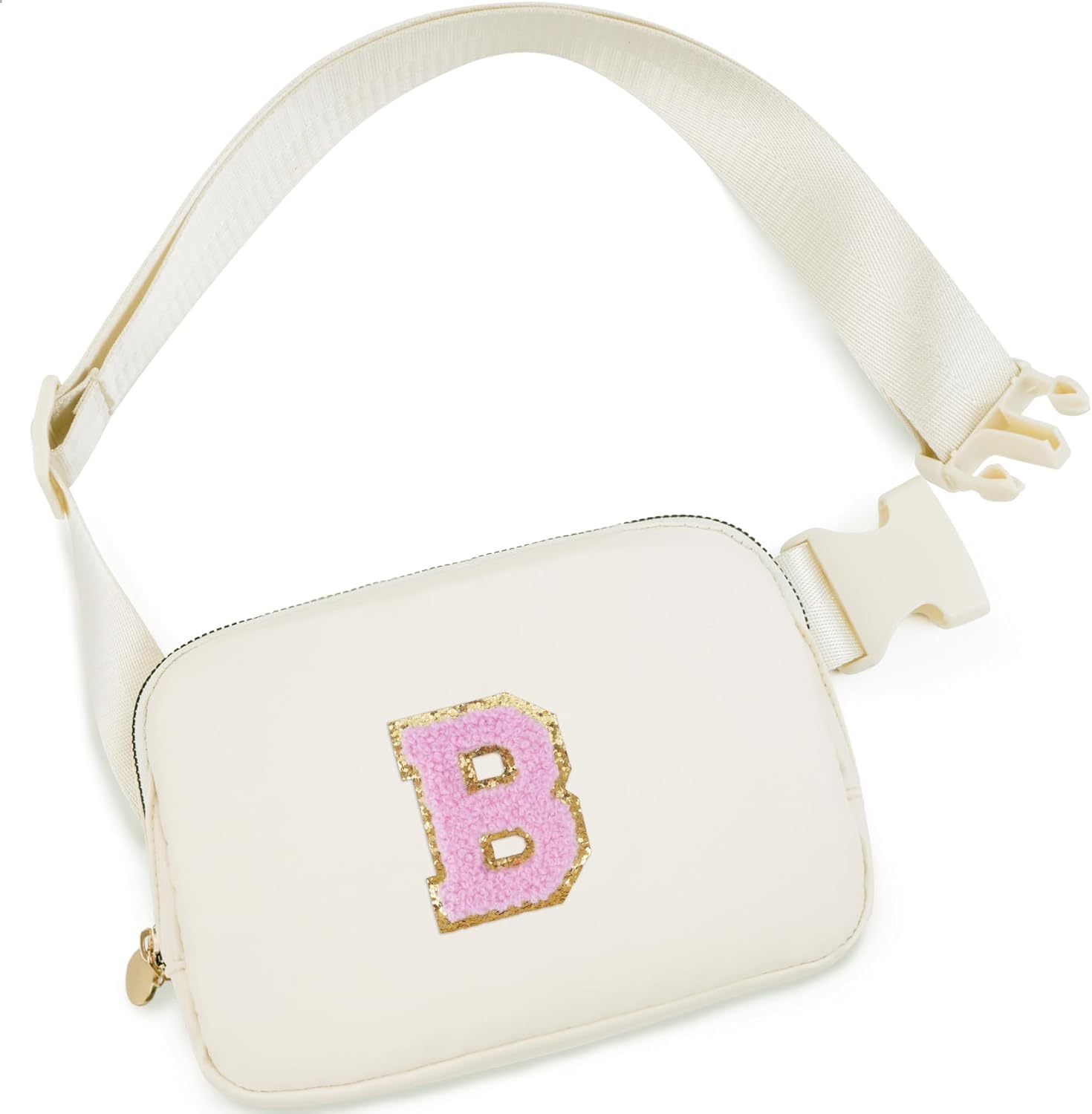 Bum Bag Fanny Pack for Women Ladies Girls, Fashion Festival Fanny Pack Travel Waist Pack Lightweight Adjustable Waist Bag for Running Walking Hiking Jogging (B, white)