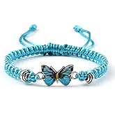 Fuqimanman2020 Colorful Butterfly Charm Bracelet String Handmade Woven Adjustable Braided Rope for Couple Women Friendship BFF Party Family Jewelry